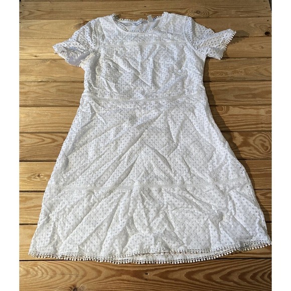 NEW Isaac Mizrahi Live Mixed Lace Fit & Flare Dress Small Lined Crochet Trim - Picture 1 of 7